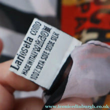 Load image into Gallery viewer, Vintage 2003 Long MOSCHINO Larioseta Como Olive Oyl Silk Scarf (with Original Orange Label)
