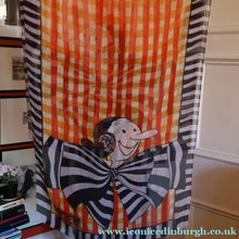 Load image into Gallery viewer, Vintage 2003 Long MOSCHINO Larioseta Como Olive Oyl Silk Scarf (with Original Orange Label)
