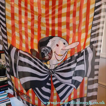Load image into Gallery viewer, Vintage 2003 Long MOSCHINO Larioseta Como Olive Oyl Silk Scarf (with Original Orange Label)
