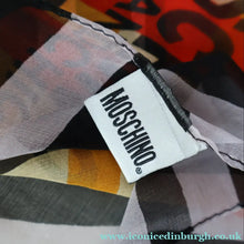 Load image into Gallery viewer, Vintage 2003 Long MOSCHINO Larioseta Como Olive Oyl Silk Scarf (with Original Orange Label)
