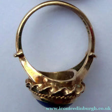 Load image into Gallery viewer, Vintage 9 CT Gold Ring Set With Oval Lapis Lazuli Polished Stone. Size N 1/2
