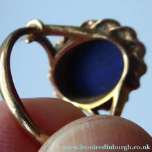 Load image into Gallery viewer, Vintage 9 CT Gold Ring Set With Oval Lapis Lazuli Polished Stone. Size N 1/2
