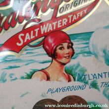 Load image into Gallery viewer, Vintage American Toffee Tin. FRALINGER'S Salt Water Taffy. Atlantic City Image
