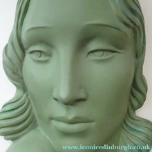Load image into Gallery viewer, Vintage Art Deco 1930s Wall Mask by G. Leonardi. Hollywood Glamour. Original Green Patina
