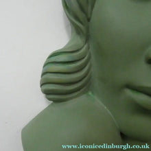 Load image into Gallery viewer, Vintage Art Deco 1930s Wall Mask by G. Leonardi. Hollywood Glamour. Original Green Patina
