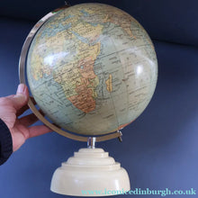 Load image into Gallery viewer, 1930s Terrestrial Globe by Geographica Ltd. ART DECO Desk Top Spinning Globe
