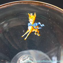 Load image into Gallery viewer, Random VINTAGE Babycham. One 1950s White Deer Logos and Two 1960s Prancing Deers - British Glass
