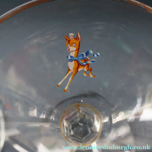 Load image into Gallery viewer, Random VINTAGE Babycham. One 1950s White Deer Logos and Two 1960s Prancing Deers - British Glass
