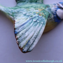 Load image into Gallery viewer, Vintage Beswick Wall Plaque in the Shape of a Little Blue Tit in Flight (Model No. 705)
