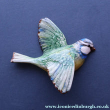 Load image into Gallery viewer, Vintage Beswick Wall Plaque in the Shape of a Little Blue Tit in Flight (Model No. 705)
