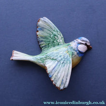 Load image into Gallery viewer, Vintage Beswick Wall Plaque in the Shape of a Little Blue Tit in Flight (Model No. 705)
