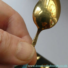 Load image into Gallery viewer, Set of 8 Silver Gilt Enamel Teaspoons Fitted Case
