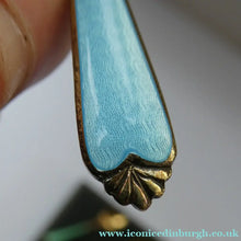 Load image into Gallery viewer, Set of 8 Silver Gilt Enamel Teaspoons Fitted Case
