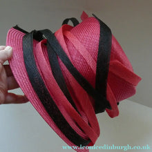 Load image into Gallery viewer, Vintage Bright Cerise Pink FORMAL Designer Hat; c 2000. Designed by EMMA B (unworn)
