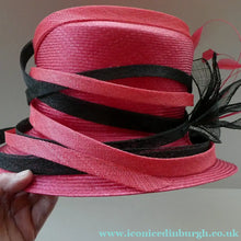 Load image into Gallery viewer, Vintage Bright Cerise Pink FORMAL Designer Hat; c 2000. Designed by EMMA B (unworn)
