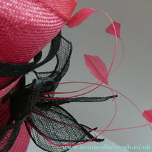 Load image into Gallery viewer, Vintage Bright Cerise Pink FORMAL Designer Hat; c 2000. Designed by EMMA B (unworn)
