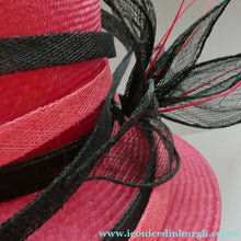 Load image into Gallery viewer, Vintage Bright Cerise Pink FORMAL Designer Hat; c 2000. Designed by EMMA B (unworn)
