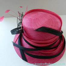 Load image into Gallery viewer, Vintage Bright Cerise Pink FORMAL Designer Hat; c 2000. Designed by EMMA B (unworn)
