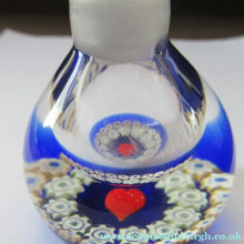 Load image into Gallery viewer, 1980s Caithness Scottish Glass Perfume Bottle Valentine's Love Heart Inclusion Millefiori
