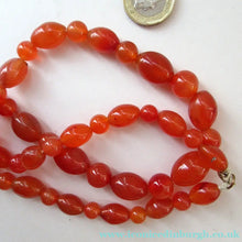 Load image into Gallery viewer, Vintage Carnelian Agate Amber Coloured Beads Necklace. Length: 23 inches
