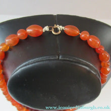 Load image into Gallery viewer, Vintage Carnelian Agate Amber Coloured Beads Necklace. Length: 23 inches
