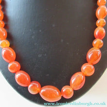 Load image into Gallery viewer, Vintage Carnelian Agate Amber Coloured Beads Necklace. Length: 23 inches - Vintage Jewellery
