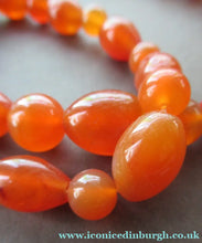 Load image into Gallery viewer, Vintage Carnelian Agate Amber Coloured Beads Necklace. Length: 23 inches
