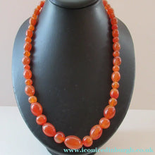Load image into Gallery viewer, Vintage Carnelian Agate Amber Coloured Beads Necklace. Length: 23 inches
