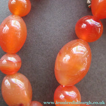 Load image into Gallery viewer, Vintage Carnelian Agate Amber Coloured Beads Necklace. Length: 23 inches
