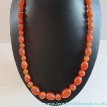 Load image into Gallery viewer, Vintage Carnelian Agate Amber Coloured Beads Necklace. Length: 23 inches
