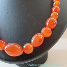 Load image into Gallery viewer, Vintage Carnelian Agate Amber Coloured Beads Necklace. Length: 23 inches
