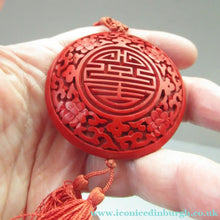 Load image into Gallery viewer, Vintage Chinese Cinnabar Happiness Necklace
