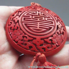 Load image into Gallery viewer, Vintage Chinese Cinnabar Happiness Necklace

