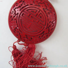 Load image into Gallery viewer, Vintage Chinese Cinnabar Happiness Necklace
