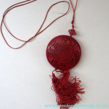 Load image into Gallery viewer, Vintage Chinese Cinnabar Happiness Necklace
