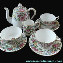 Load image into Gallery viewer, 1940s Crown Staffordshrie China Breakfast Set with Pink Roses Decoration
