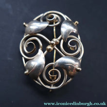 Load image into Gallery viewer, Vintage Danish 830 Silver Brooch with Scrolling Leaf Pattern. Reminiscent of Jensen Designs - Scandinavian Jewellery
