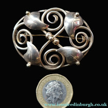 Load image into Gallery viewer, Vintage Danish 830 Silver Brooch with Scrolling Leaf Pattern. Reminiscent of Jensen Designs - Scandinavian Jewellery
