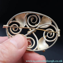 Load image into Gallery viewer, Vintage Danish 830 Silver Brooch with Scrolling Leaf Pattern. Reminiscent of Jensen Designs - Scandinavian Jewellery
