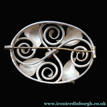 Load image into Gallery viewer, Vintage Danish 830 Silver Brooch with Scrolling Leaf Pattern. Reminiscent of Jensen Designs - Scandinavian Jewellery
