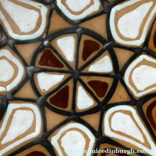 Load image into Gallery viewer, Vintage DANISH Art Pottery Flat Bowl. Attractive Geometric Design. Impressed mark for ABBEDNAES Pottery, Denmark below
