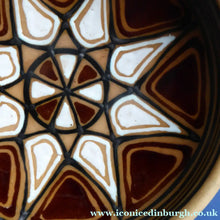 Load image into Gallery viewer, Vintage DANISH Art Pottery Flat Bowl. Attractive Geometric Design. Impressed mark for ABBEDNAES Pottery, Denmark below
