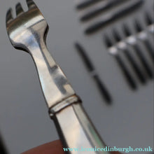 Load image into Gallery viewer, Vintage Danish GEORG JENSEN Stainless Steel RAADVAD FOUR Dessert Forks and THREE Knives (Mitra Shape)
