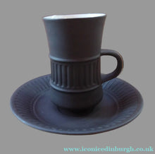 Load image into Gallery viewer, PAIR of Vintage DANISH JH Quistgaard Stoneware Flamestone Small Coffee Cup and Saucer, 1950s 
