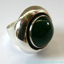 Load image into Gallery viewer, 1950s / 1960s Danish Silver and Green Agate Ring by Niels Erik From. Size M
