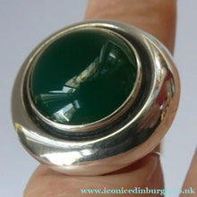 Load image into Gallery viewer, 1950s / 1960s Danish Silver and Green Agate Ring by Niels Erik From. Size M
