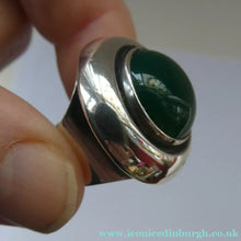 Load image into Gallery viewer, 1950s / 1960s Danish Silver and Green Agate Ring by Niels Erik From. Size M
