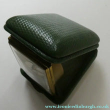 Load image into Gallery viewer, Vintage Early 1960s GREEN Leather German EUROPA Travelling Alarm Clock
