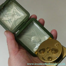 Load image into Gallery viewer, Vintage Early 1960s GREEN Leather German EUROPA Travelling Alarm Clock
