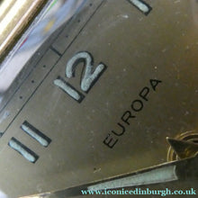 Load image into Gallery viewer, Vintage Early 1960s GREEN Leather German EUROPA Travelling Alarm Clock
